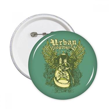 Imagem de Sapatos de lona ilustração de asa padrão pinos redondos emblema botão decoração acessório 5 peças