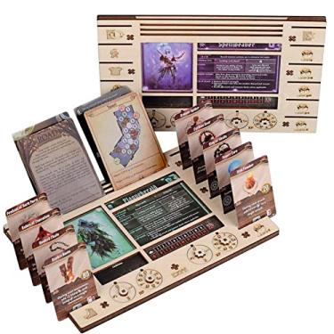 Imagem de CZYY Gloomhaven/Frosthaven Player Character Dashboard with HP & XP Dial Trackers Set of 2 Birch Plywood Hero Organizer for Saving Your Table Space