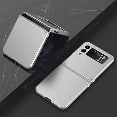 Imagem de Estojo magnético para Samsung Galaxy Z Flip 4 3 Estojo com estrutura de alumínio 360 Full Adsorption Metal Bumper Phone Cover, Silver, para galaxy Z flip 4