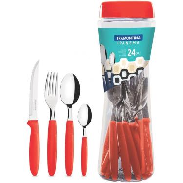 Imagem de Conjunto Talheres 24 Peças Ipanema Tramontina - 23399-791 - Vermelho