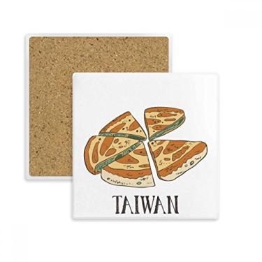 Imagem de Food Pizza Taiwan Tapete de porta-copos quadrado para viagem Pedra de isolamento