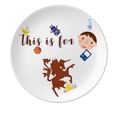 Imagem de Divine Animals Estrangeira Feroz Capacidade Unicórnio Prato de Porcelana Prato Redondo Prato Menino Masculino