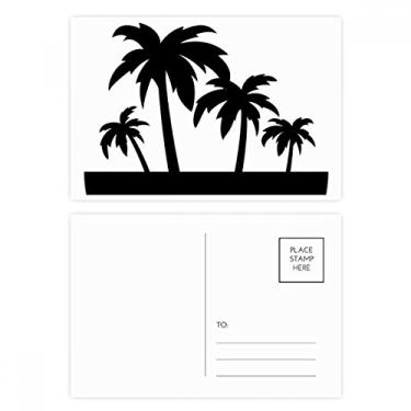 Imagem de Conjunto de cartão postal de aniversário com desenho de coqueiro de planta preta