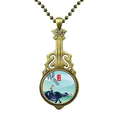 Imagem de DIYthinker Colar de insetos animados vinte e quatro termos solares, pingente de música de guitarra antiga