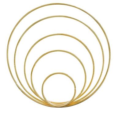 Imagem de Anéis para apanhador de sonhos de argolas de metal com corda de paraquedas West Coast para captadores de sonhos, projetos de macramê, grinaldas, 10 peças em 5 tamanhos diferentes (dourado e prateado), Dourado, 1