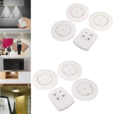 Imagem de Kit 6 Luminaria Lampada Led Spot Sem Fio Controle Remoto Parede Teto Armários