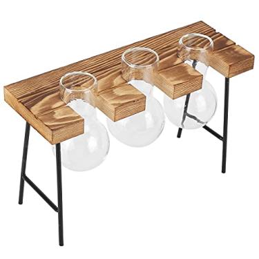 Imagem de Vaso de Plantas Desktop Home Office Decoração Banco Hidroponia Rabanete Verde Sala de Estar Bulbo de Madeira Moldura de Madeira Transparente Plantador de Plantas para Vaso