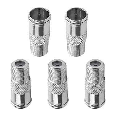 Imagem de Bettomshin 5 peças BSP F fêmea para F macho conector adaptador coaxial RF conector compatível com aplicações RF antenas dispositivos LAN sem fio prata