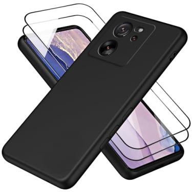 Imagem de XINYEXIN Capa de silicone para Motorola Moto G54, com 2 protetores de tela de vidro, capa ultrafina flexível à prova de choque - preta