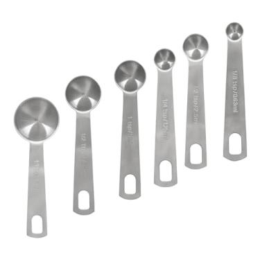 Imagem de Aracombie Conjunto de 6 colheres de medição de aço inoxidável, conjunto de colheres de medição resistentes, colheres medidoras de cozinha para seco ou líquido, cabe em pote de especiarias