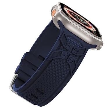 Imagem de Hehighti Pulseira esportiva compatível com Apple Watch Ultra Band de 49 mm, 45 mm, 44 mm, 42 mm, para homens, pulseira de silicone confortável para iWatch Series 8/SE/7/6/5/4/3/Ultra (azul marinho)