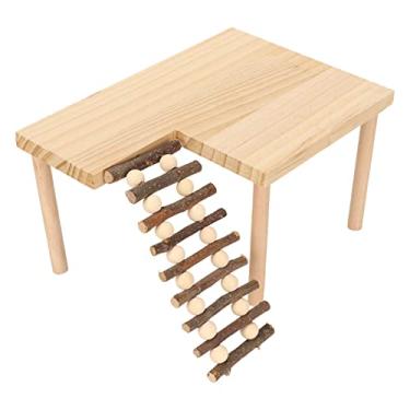 Imagem de Plataforma de Escalada de Hamster, Plataforma de Madeira para Brincar de Hamster Com, Acessórios de Gaiola de Brinquedo para Pequenos Animais, Playground Em pé para Esquilo