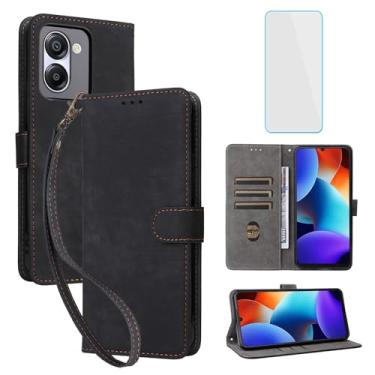 Imagem de IUQXU Capa carteira para celular Blackview Oscal Modern 8 / Blackview Color 8 com protetor de tela [bloqueio RFID] capa feminina para celular Oscal Modern8 Black View Blackview Color8 preta