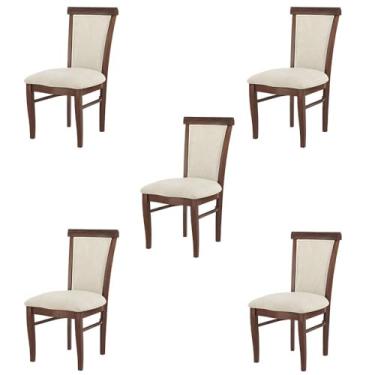 Imagem de Kit 5 Cadeiras Decorativa Sala de Jantar Madeira Maciça Fabregas Facto Pérola/Capuccino G42 - Gran Belo