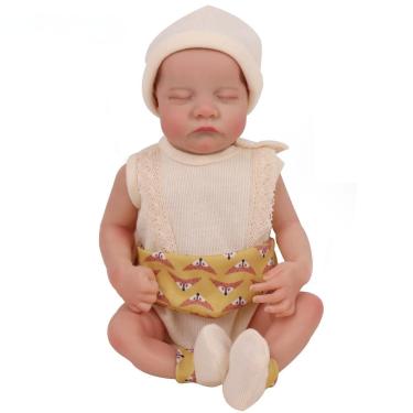 Imagem de SHENGX Bebe Reborn Realista,48cm/19" Silicone Realista Bebe,Pesa cerca de 2,4 libras,Reborn Realista Recem Nascido,Vem com roupas de boneca, mamadeiras, chupetas, etc.,Silicone_Menina