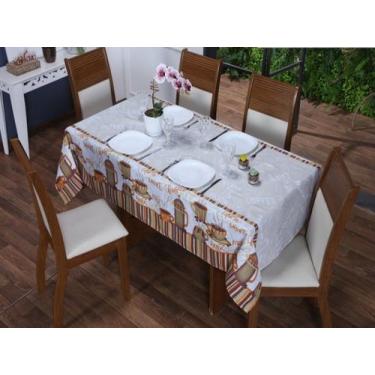 Imagem de Toalha de Mesa 6 Cadeiras 2,20 x 1,40 Mesa Posta Cozinha Sala de Janta