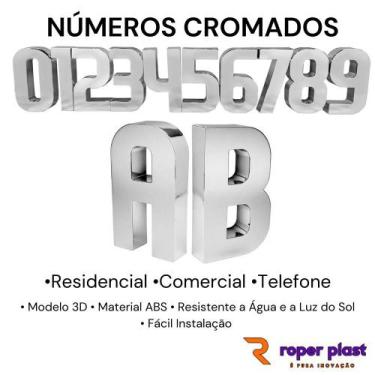 Imagem de Numerais Letras A, B De 0 a 9 Caixa Alta Placa Fachada Casa Residencia