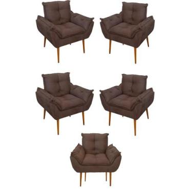 Imagem de Kit 05 Poltrona Opala Sofá Sala, Quarto, Escritório Suede - B BALAQUI 