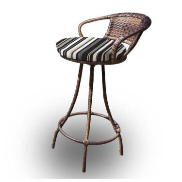 Imagem de Banqueta Giratória em Fibra Sintética - Tecido Illimani Preto - Casa N