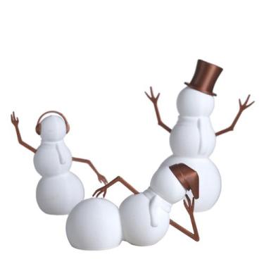 Imagem de Trio Estatueta - Amigos de Neve - Galanta, Branco/Cobre