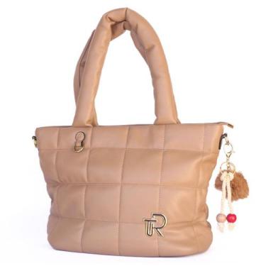 Imagem de Bolsa Grande Puffer Feminina Marrom Túlio Rossato Moderna - Tulio Ross