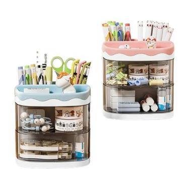 Imagem de Organizador de Mesa Porta Lápis com 02 Gavetas Giratórias - Dy Multi S