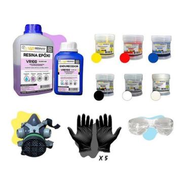 Imagem de Kit Iniciante Para Resinagem Vr100 1kg + EPI'S Vip Resinas