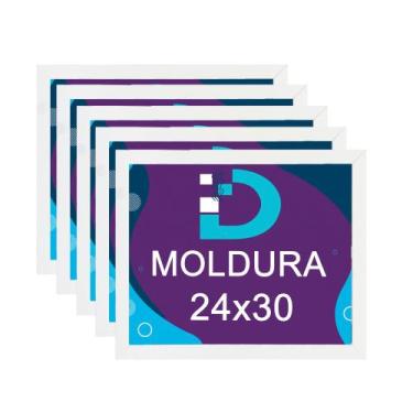 Imagem de Kit 5 Molduras Brancas 24x30 Com Fundo Em Eucatex Para Decoração e Art
