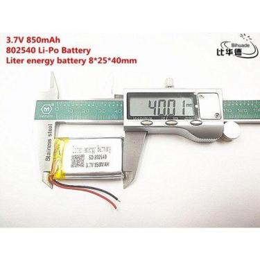 Imagem de 1 Unidade 802540 3,7v C/ 2 Fios 850mah 8mm X 25mm X 40mm - KMIG