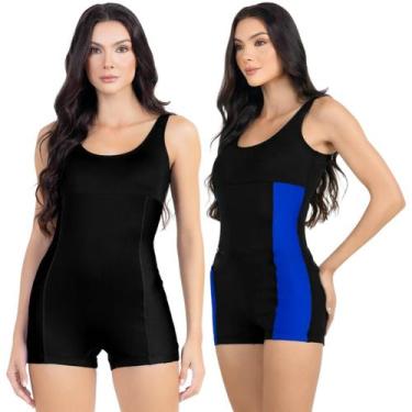 Imagem de Maiô Macaquinho Natação Hidroginástica Feminino Kit 2 Peças - HYPE MOD