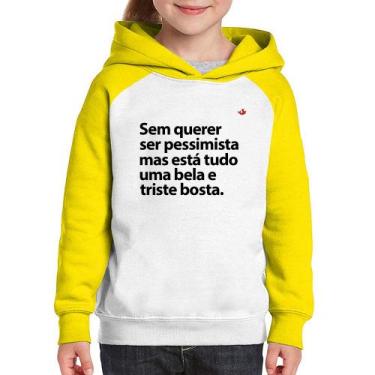 Imagem de Moletom Infantil Sem querer ser pessimista mas - Foca na Moda, Branco,
