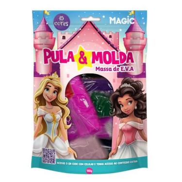 Imagem de Massa de E.V.A Pula e Molda 15 Cores e 150g Magic Kids Princesas