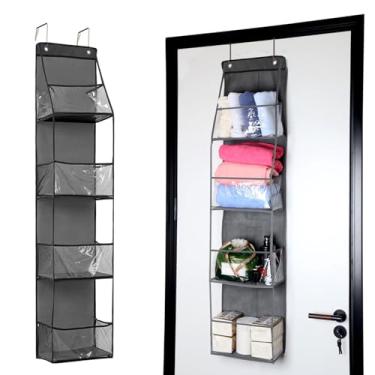 Imagem de Jirktiy Organizador de despensa com 4 prateleiras para pendurar na porta, organizador de armazenamento atrás da porta, com bolsos de plástico transparente, para quartos, armários, banheiros, pequenos
