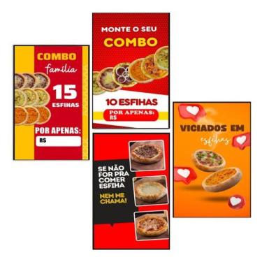 Imagem de Kit 4 Quadros Esfiha Esfirra Aberta Lanchonete Combo 20x28cm - CAMALEÃ
