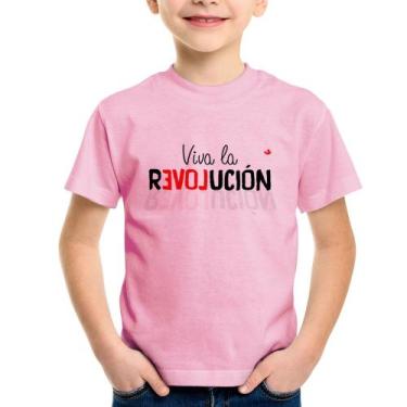 Imagem de Camiseta Infantil Viva la Revolución - Foca na Moda, Rosa bebê, 14