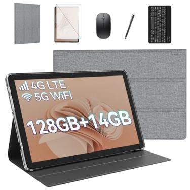 Imagem de Tablet Android 2025, tablet celular duplo 4G com processador Octa-Core + 128 GB + 14 GB/1 TB expansível, 10 polegadas 5G WiFi, tablets com câmera HD de 21 MP com bateria de 7000 mAh, GPS, tela Full HD