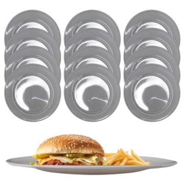 Imagem de 12 Pratos em Melamina Cinza 25,5cm Restaurante Hotel Buffet - Fx