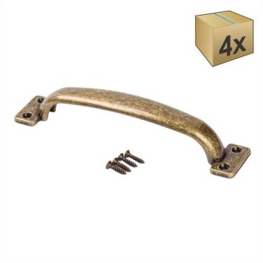 Imagem de Kit 4 Puxador Alça 18cm Ouro Velho Móveis Porta Portão Baú - EMPÓRIO A