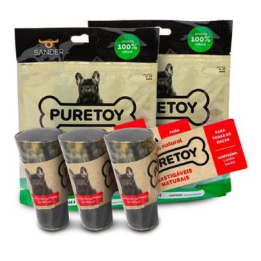 Imagem de Kit Mordedores Naturais 6 cascos bovinos + 3 chifres Puretoy para cães