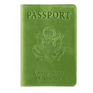 Imagem de Ciana Porta-passaporte de couro PU e cartão de vacina com cartão de vacina, Verde, Carteira para cartão