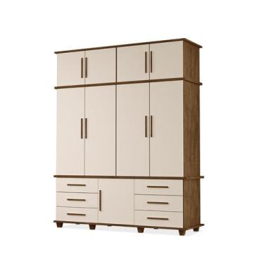 Imagem de Guarda Roupas Londres 100% Mdf c/ 9 Portas 6 Gavetas Pés Madeira - Lua