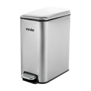 Imagem de Lixeira retangular 5 litros inox cinza vonder