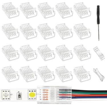 Imagem de EPLZON Conector De Fita Led 5 Pinos E 12 Mm Para Fio Rápido, Adaptador Luzes Rgb Transparentes, Sem Fio, Iluminação Trilho Lacunas Luz 5050 (20 Peças)