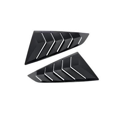 Imagem de Janela de triângulo traseiro do carro, acabamento de bochecha de tubarão para Mustang 2024+ tampa de acabamento de janela de ventilação lateral traseira acessórios de carro (estilo ST preto brilhante)
