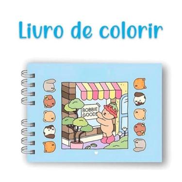 Imagem de Livro De Colorir E Pintar Capa Dura - Edição Para Crianças Adulto Idosos Em Português Ideal Para Relaxamento Combater Estresse Estimular Criatividade Bob Goods - Azul