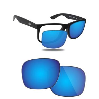 Imagem de Fiskr Lentes polarizadas de substituição compatíveis com óculos de sol RayBan Justin RB4165 54 mm, resistente a impactos e ajuste perfeito - azul gelo