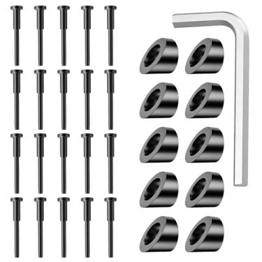 Imagem de Kit de corrimão de cabo, 20 peças de receptor invisível de aço inoxidável preto de 1/20.3 cm e extremidade de pino Swage e 10 peças de arruelas de ângulo preto ID de 5/40.6 cm para trilhos de cabos