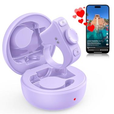 Imagem de Anel de rolagem TikTok para iPhone/Android/iOS, virador de página para aplicativo Kindle no iPad Bluetooth Scroller Remote Camera Shutter (roxo)