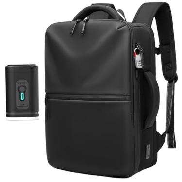 Imagem de Mochila de compressão, mochila a vácuo, bolsa de viagem, compressão à prova d'água com vários bolsos, sacos de vácuo de viagem com bomba, trava de senha e porta de carregamento para computador de 17