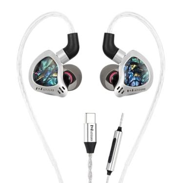 Imagem de Fones de ouvido HZSOUND Ginkgo Dual-Driver, HiFi IEMS com diafragma composto revestido de PVD, driver de cerâmica piezoelétrico, bocais de afinação intercambiáveis, revestimento de resina colorida